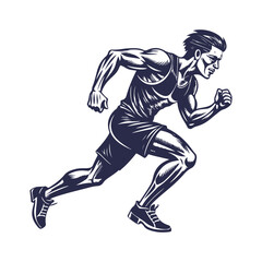 Obraz premium Athletic Runner Silhouette Illustration – Sport Fitness Man Sprinting Vector