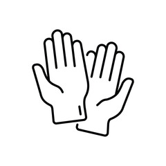 A line drawing of two hands with fingers extended. Editable stroke. Icon vector illustration