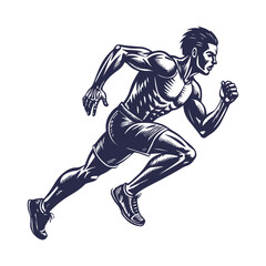 Fototapeta premium Athletic Runner Silhouette Illustration – Sport Fitness Man Sprinting Vector