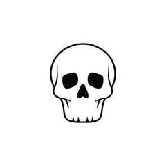 Simple human skull flat vector art illustration with a clean line design