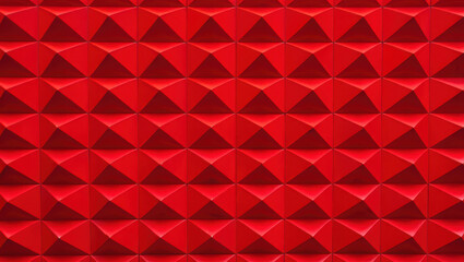 Vibrant red geometric pyramid pattern with dramatic lighting