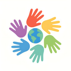 The color palette of the hands is different, symbolizing diversity.
