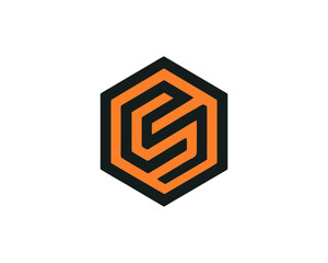 Hexagonal Maze Initial S Logo Design with Strong