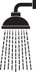 Modern Shower Sprinkler Spray Silhouette Black Vector Icon for Bathroom Design