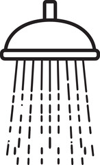 Modern Shower Sprinkler Spray Silhouette Black Vector Icon for Bathroom Design