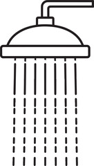Modern Shower Sprinkler Spray Silhouette Black Vector Icon for Bathroom Design