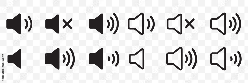 Wall mural sound off icon set. simple sound volume and audio mute mark symbol design illustration. volume icon 