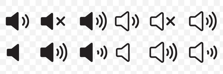 Sound off icon set. Simple sound volume and audio mute mark symbol design illustration. Volume icon set