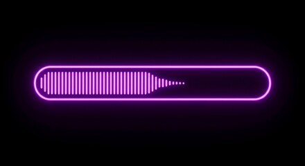 Neon purple loading bar on black background representing digital process and progress indicator