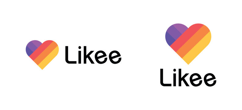 Likee App Logo, Heart Rainbow Icon in Rounded Square and Circle Variations for Social Media Branding and Mobile UI