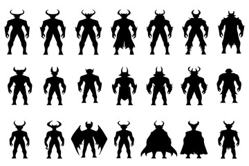 Demon Silhouette Set | Evil Monster Clipart | Horned Devil Figures for Halloween & Fantasy Art