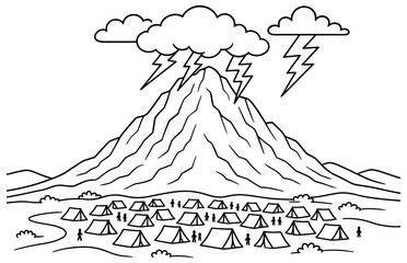 Mount sinai tale with thunderstorm over tents and mountains for spiritual storytelling
