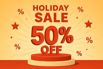 Fototapeta premium Podium with percent discount icon for holiday sales Poster banner for offers Vector illustration