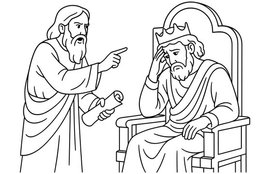 Biblical scene of nathan rebuking king david - concept of authority and accountability in religious contexts