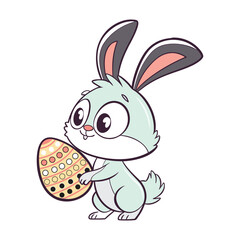 Vector art of Cartoon Easter Rabbit Holding Egg 