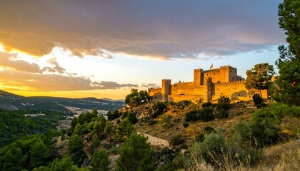 Obraz premium Majestic castle at sunset