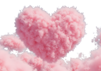 Pink Cloud Heart Shape on Transparent Background Illustration