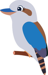 Cute Kookaburra Bird Cartoon Character Vector Design
