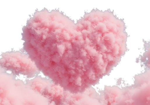 Pink Cloud Heart Shape on Transparent Background Illustration