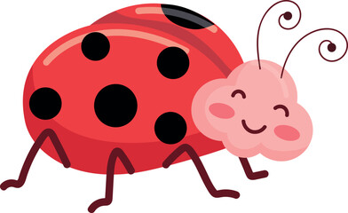Fototapeta premium Cute Ladybug Cartoon Character Vector Design