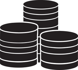 Elegant Coin Pile Silhouette Black Vector Illustration for Economic and Business Projects