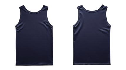 Navy tank top mockup front and back view for design purpose on transparent background