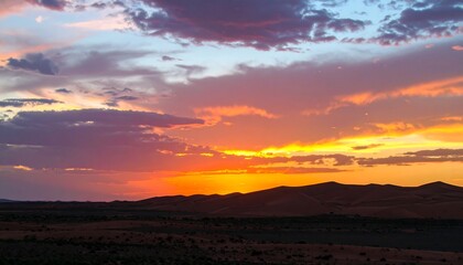 Dramatic sunset over desert dunes (2)