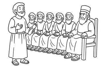 Obraz premium Biblical scene depicting stephen's speech to the council - educational and religious use