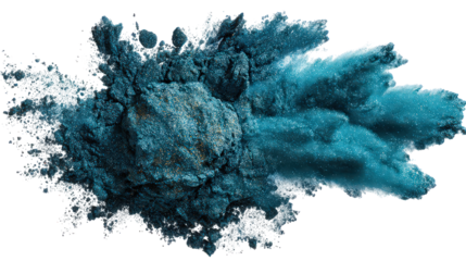 Abstract Teal And Dark Blue Glitter Explosion On Transparent Background