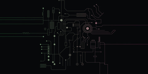 Vector or schematic style technology circuit board. 