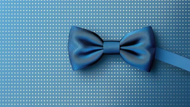 A single blue bow tie set against a solid blue background