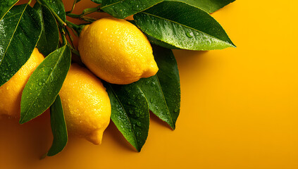 Fresh Lemons Sukkot Banner Composition Background wih Copyspace, Vibrant Citru Decor, Jewish Holiday Thee, Festive Design