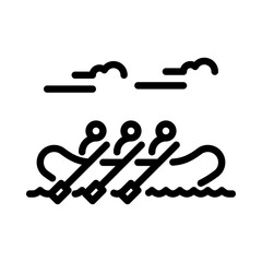 Rafting outline icon. water sport black line illustration.