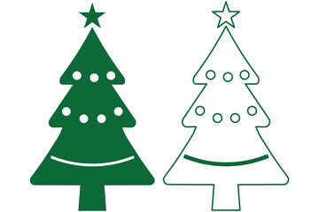 Elegant Gold Silver Christmas Tree Collection,Luxury Premium Holiday Vector Ornaments. set of Christmas tree silhouette line outlines vector silhouettes. Various Christmas tree silhouettes.
