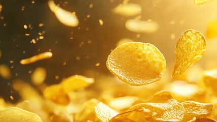 Crispy golden potato chips with a delicious, irresistible texture.