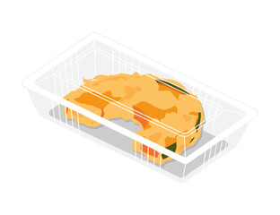 フードパックに入ったかぼちゃの天ぷらのイラスト