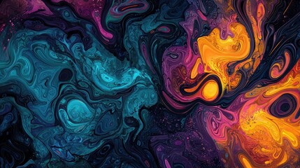 Obraz premium Abstract graphic design with swirling colors and organic shapes.
