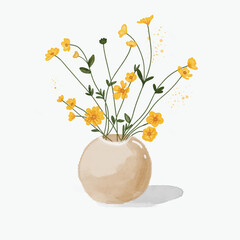 daisies in a vase illustration