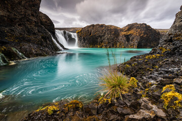 waterfall in the mountains
