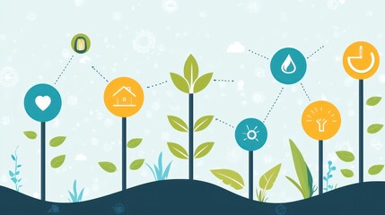 Clean, vector-based infographic with icons representing various stages of growth.
