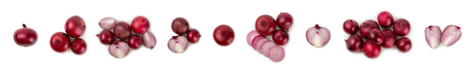 Shallot onion isolated on white background. onion slice. onion rings. Fresh red Onion. Natural, fresh, vegetarian food. Agricultural products. Healthy eating. Vegetables. Farmer's market.