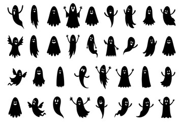 Ghost Silhouette Clipart | Minimal Halloween Spirit Graphics for Crafts and Decor