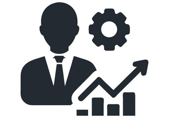 Vector art of business growth and financial performance analysis with businessman and upward trending graph icon