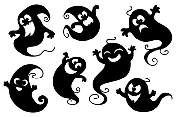 Cute Ghost Clipart | Fun Halloween Cartoon Spirit Silhouettes for Kids