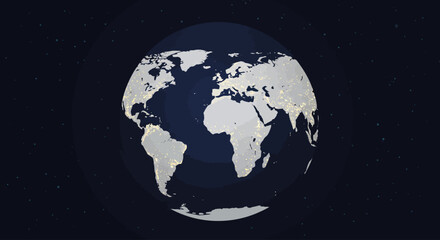 Fototapeta premium Global network connections visualized on a glowing night planet