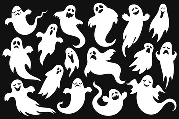Halloween Ghost Silhouettes | Scary Spirit, Haunted Phantom & Spooky Clipart