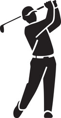 Dynamic Silhouette of a Golfer in Mid-Swing Displaying Power and Skill on the Green Field