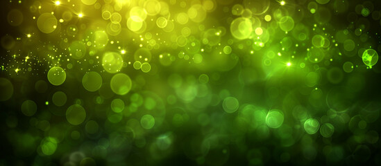 Abstract bokeh background with green and yellow highlights.
