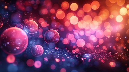 Abstract bokeh background with vibrant colors and glowing spheres.