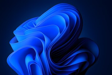 Windows 11 Wallpaper: Fluid 3D shape in vibrant blue color with wavy form and glossy surface in digital abstract artwork